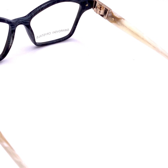 Pier Martino Italy Eyeglasses Black Onyx Marble & Ivory + Swarovski Crystals - Picture 6 of 15